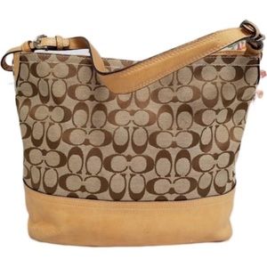 Coach brown monogram signature jacquard inner pocket Hobo bag